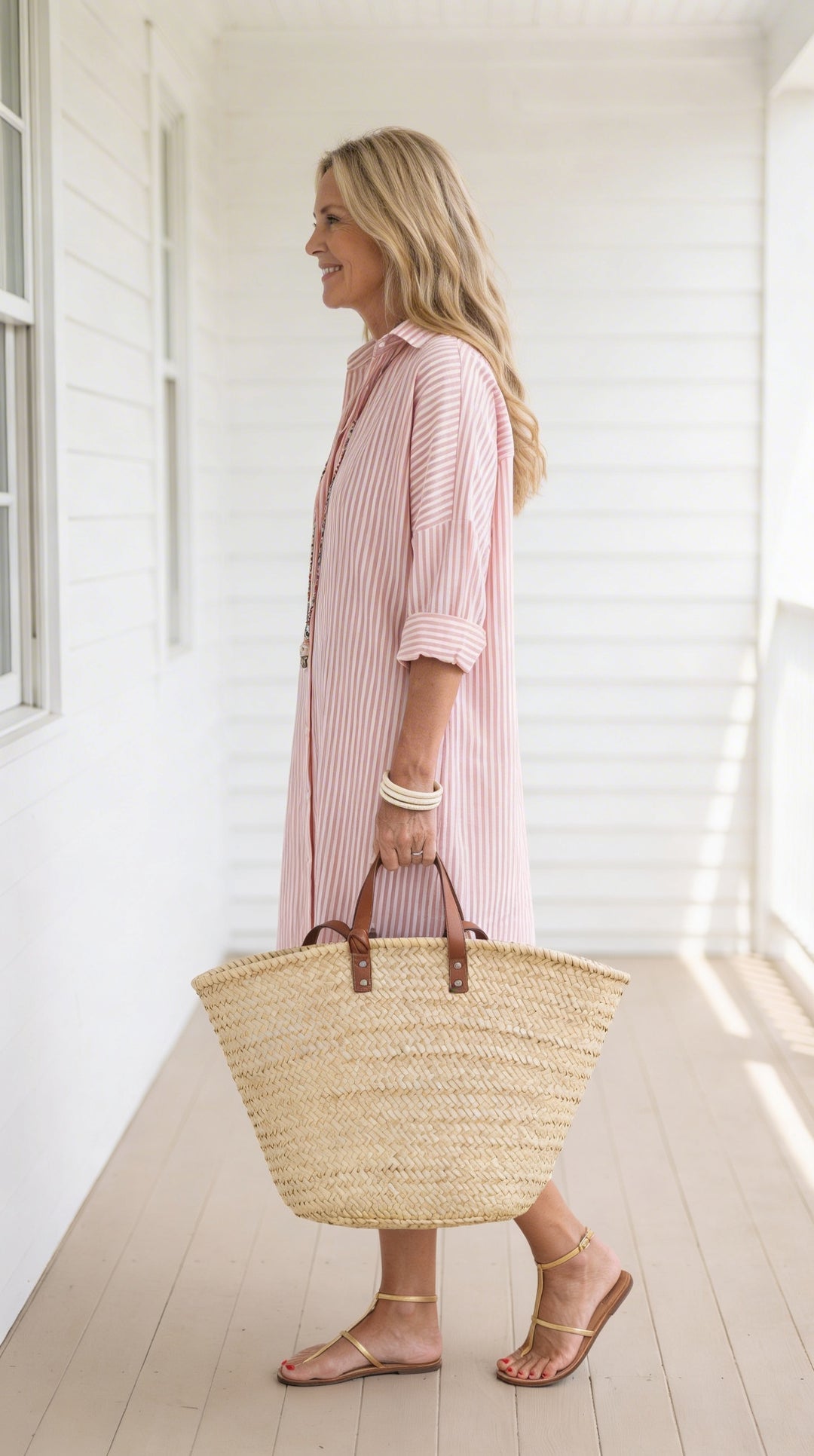 Amelia | Pink Striped Shirt Dress