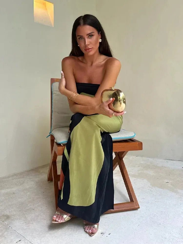 Nora | Abstract Print Strapless Maxi Dress - Emma's Dresses