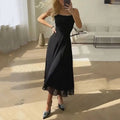 Freya | Elegant Black Square Neck Wedding Dress A-Line Midi