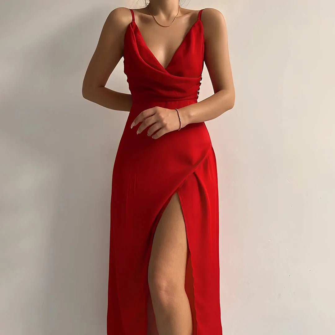 Daphne | Black Wrap Maxi Wedding Dress with V-Neck – view 2