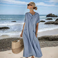 Daphne | Elegant Bow Accent White Short Sleeve Maxi Dress