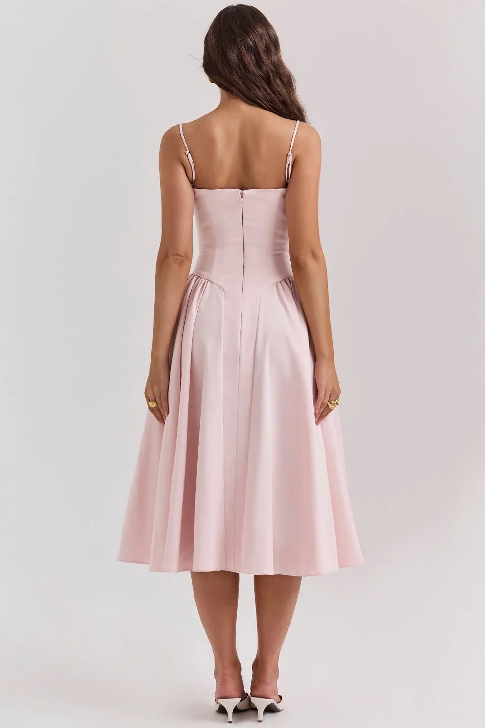 Margaret | Elegant Navy Bustier Midi Dress - Emma's Dresses