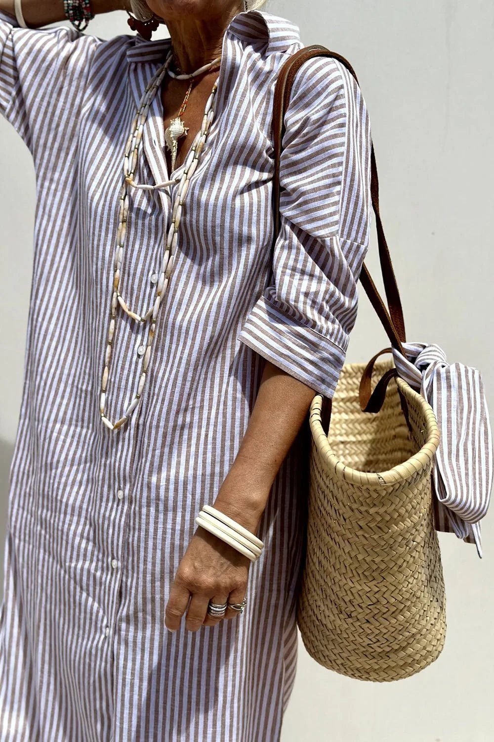 Anya | Chic Striped Button-Down Midi Sun Dress – view 8