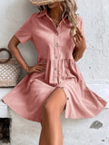 Juliet | Chic Pink Button-Front Shirt Dress
