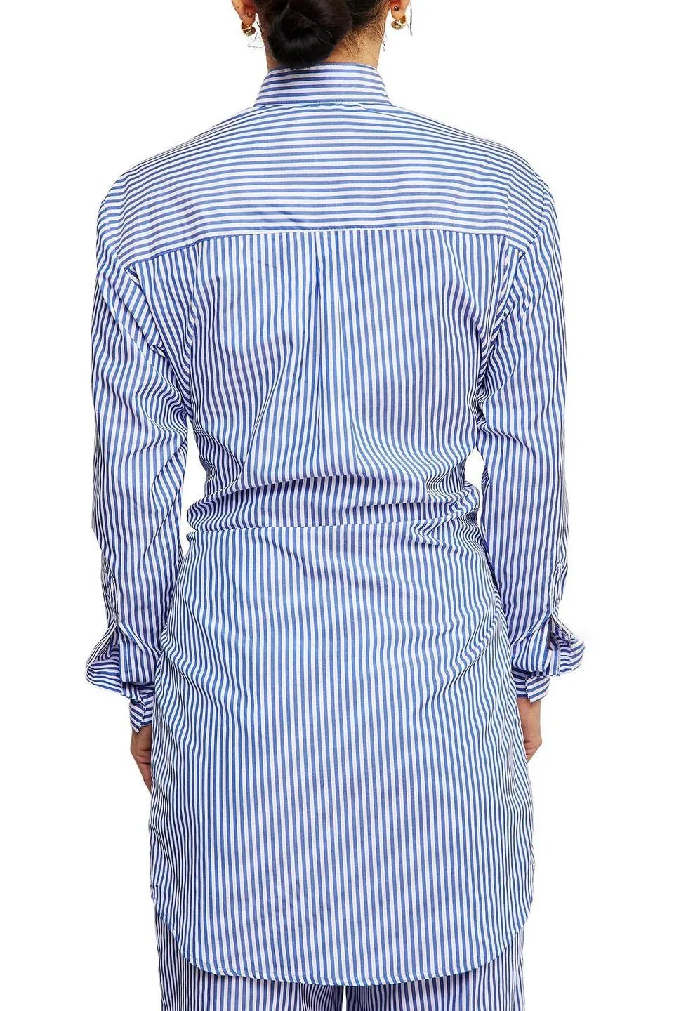 Rosie | Elegant Blue Striped Maxi Dress - Emma's Dresses