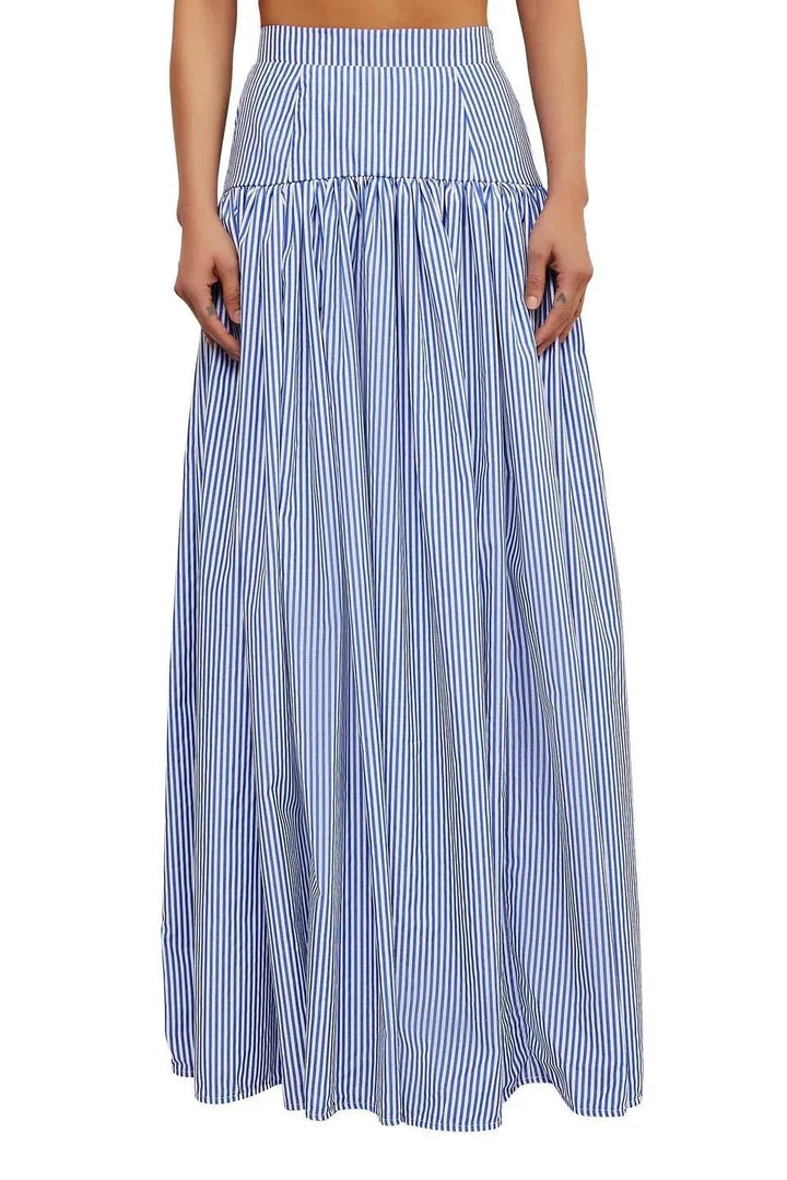 Rosie | Elegant Blue Striped Maxi Dress - Emma's Dresses