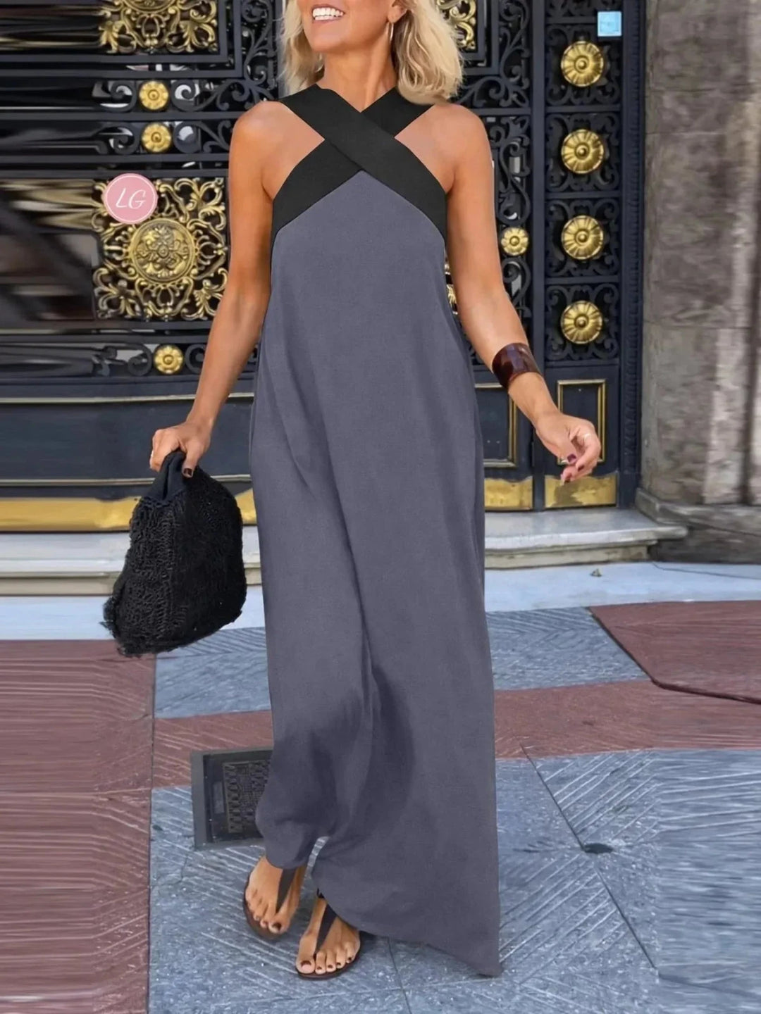 Vivienne | Chic Cross - Strap Backless Halter Pink Dress - Emma's Dresses