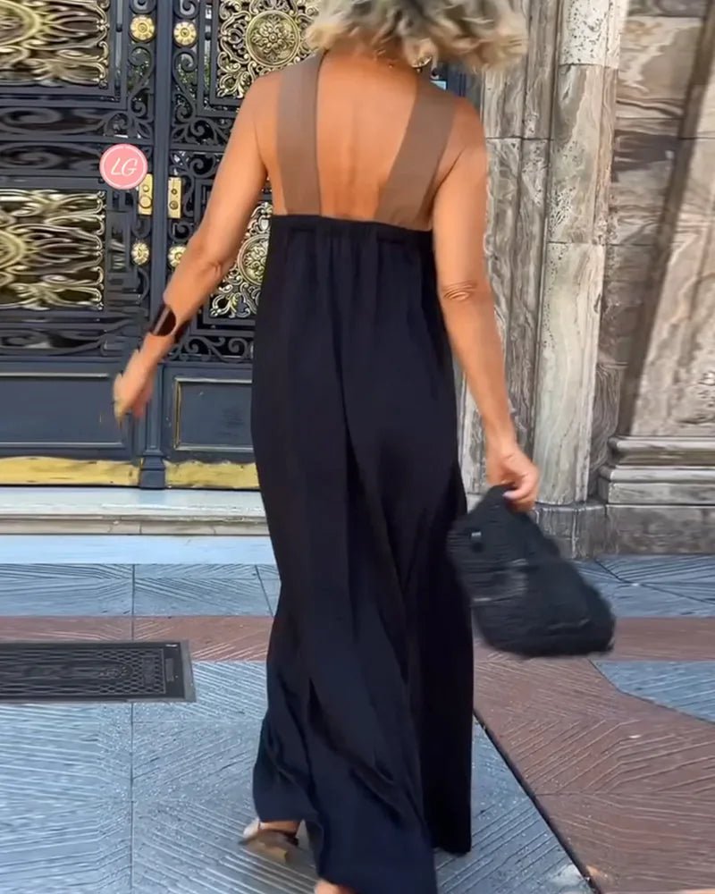 Matilda | Elegant Crossover Halter Maxi Dress - Emma's Dresses