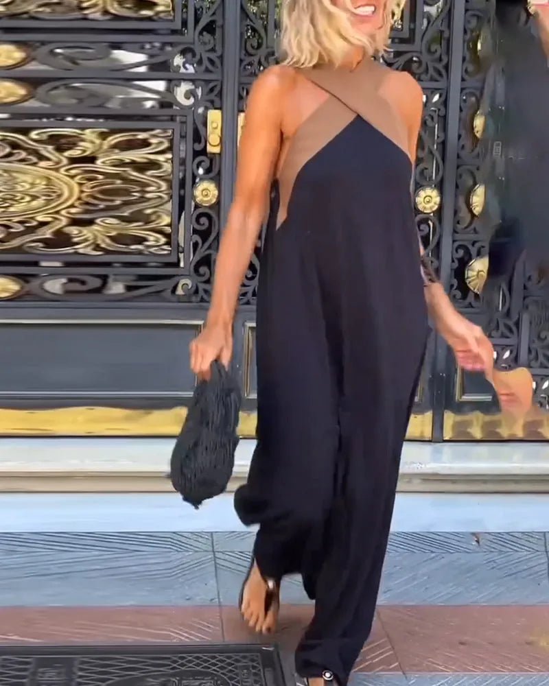 Matilda | Elegant Crossover Halter Maxi Dress - Emma's Dresses