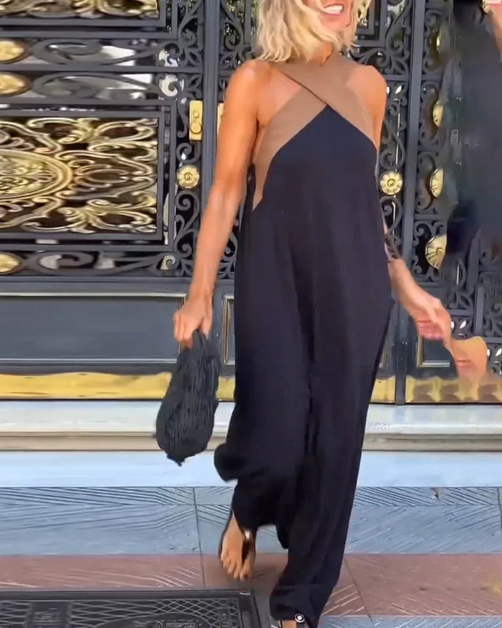 Matilda | Elegant Crossover Halter Maxi Dress - Emma's Dresses