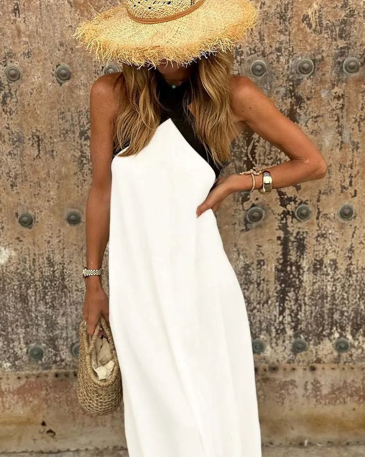 Matilda | Elegant Crossover Halter Maxi Dress - Emma's Dresses