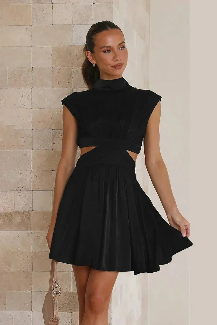 Esme | Sleek Black Cut - Out Mini Dress - Emma's Dresses