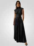 Nina | Elegant Black Cutout Maxi Dress with High Neck