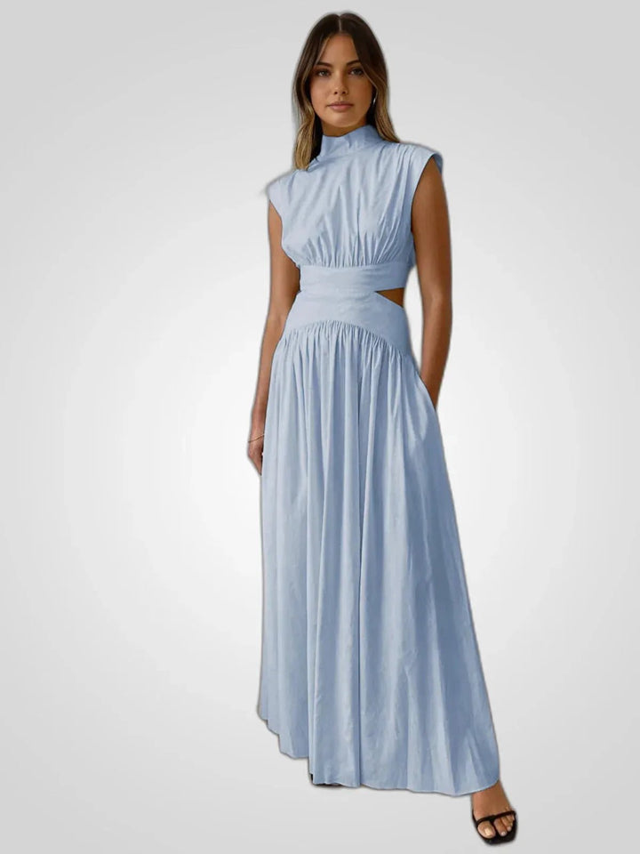 Nina | Elegant Black Cutout Maxi Dress with High Neck - Emma's Dresses