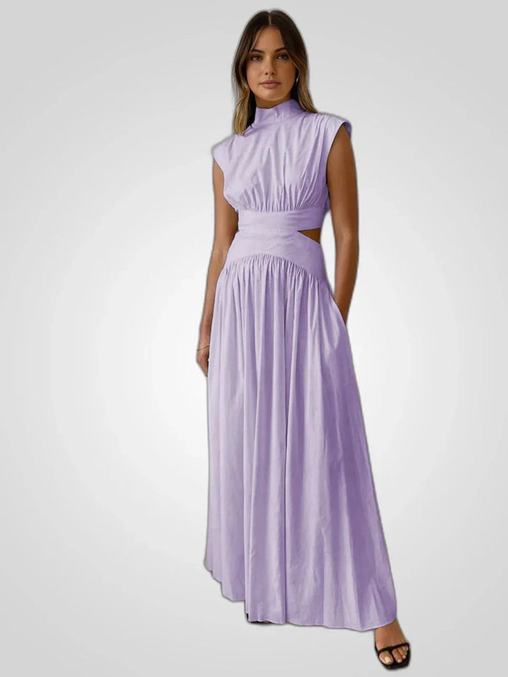 Nina | Elegant Black Cutout Maxi Dress with High Neck - Emma's Dresses