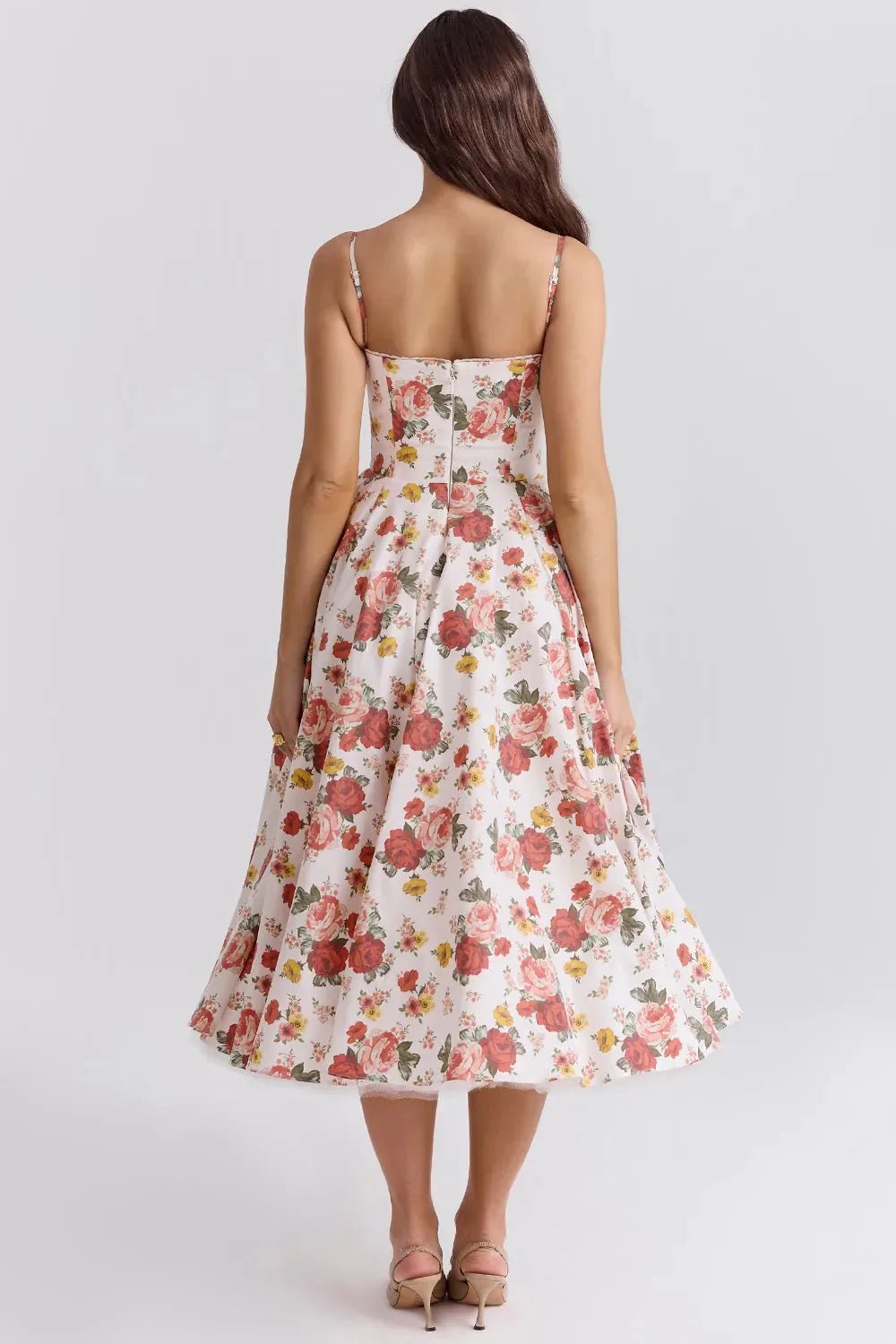 Nina | Elegant Blue Corset Midi Dress With Sweetheart Neckline - Emma's Dresses