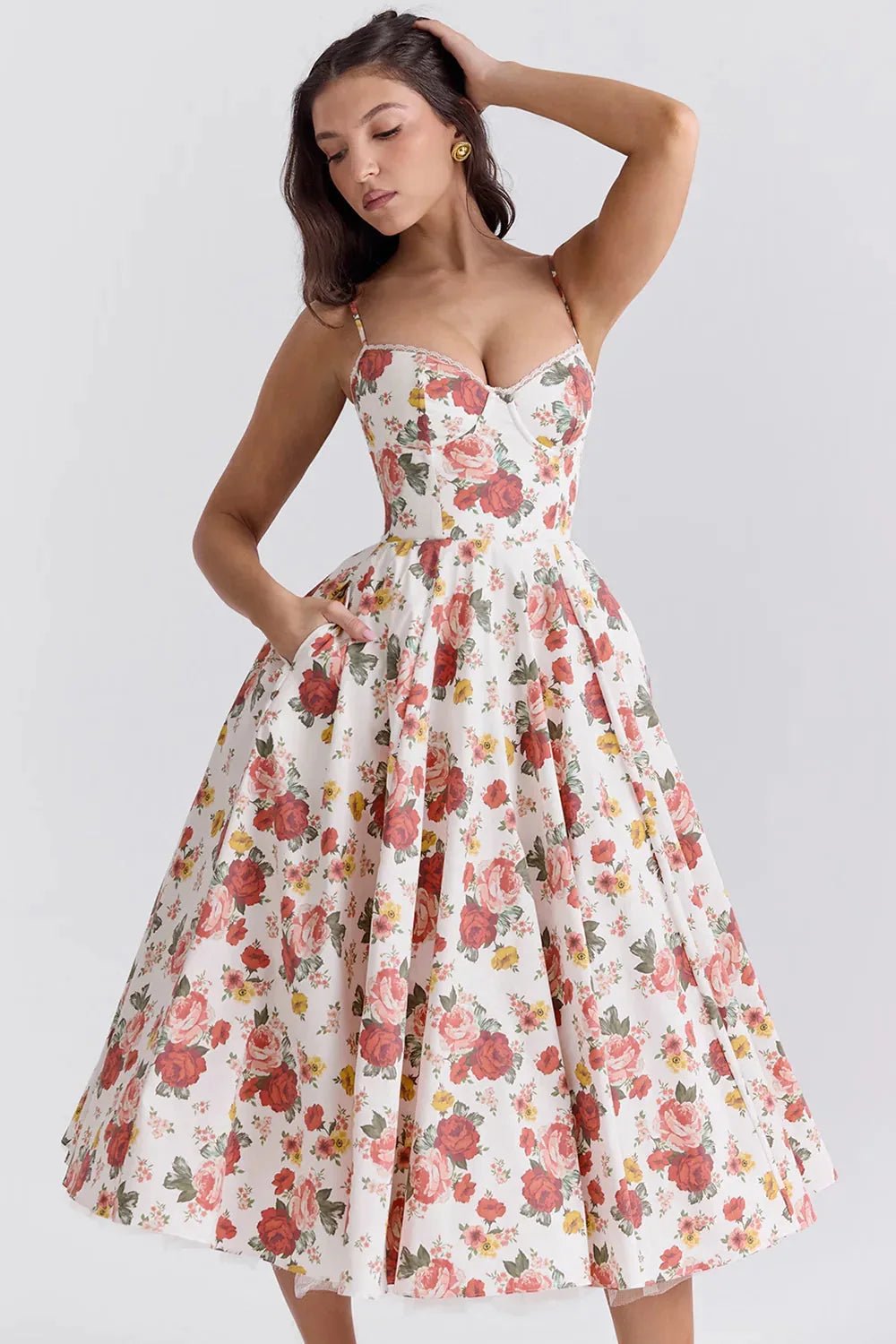 Nina | Elegant Blue Corset Midi Dress With Sweetheart Neckline - Emma's Dresses