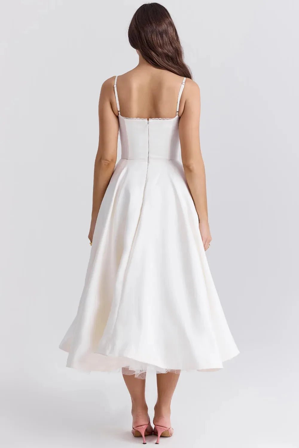 Nina | Elegant Blue Corset Midi Dress With Sweetheart Neckline - Emma's Dresses