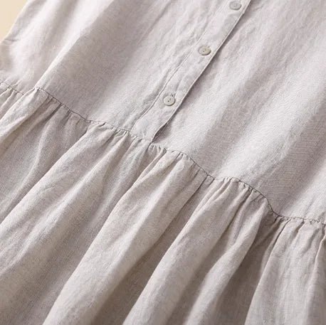 Florence | Elegant Orange Cotton Shirt Dress Three Quarter - Emma's Dresses