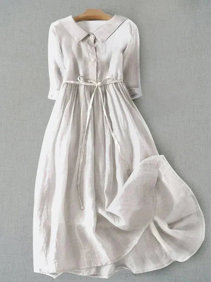 Florence | Elegant Orange Cotton Shirt Dress Three Quarter - Emma's Dresses