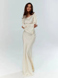 Chloe | Elegant Long Sleeve V-Neck Maxi Dress