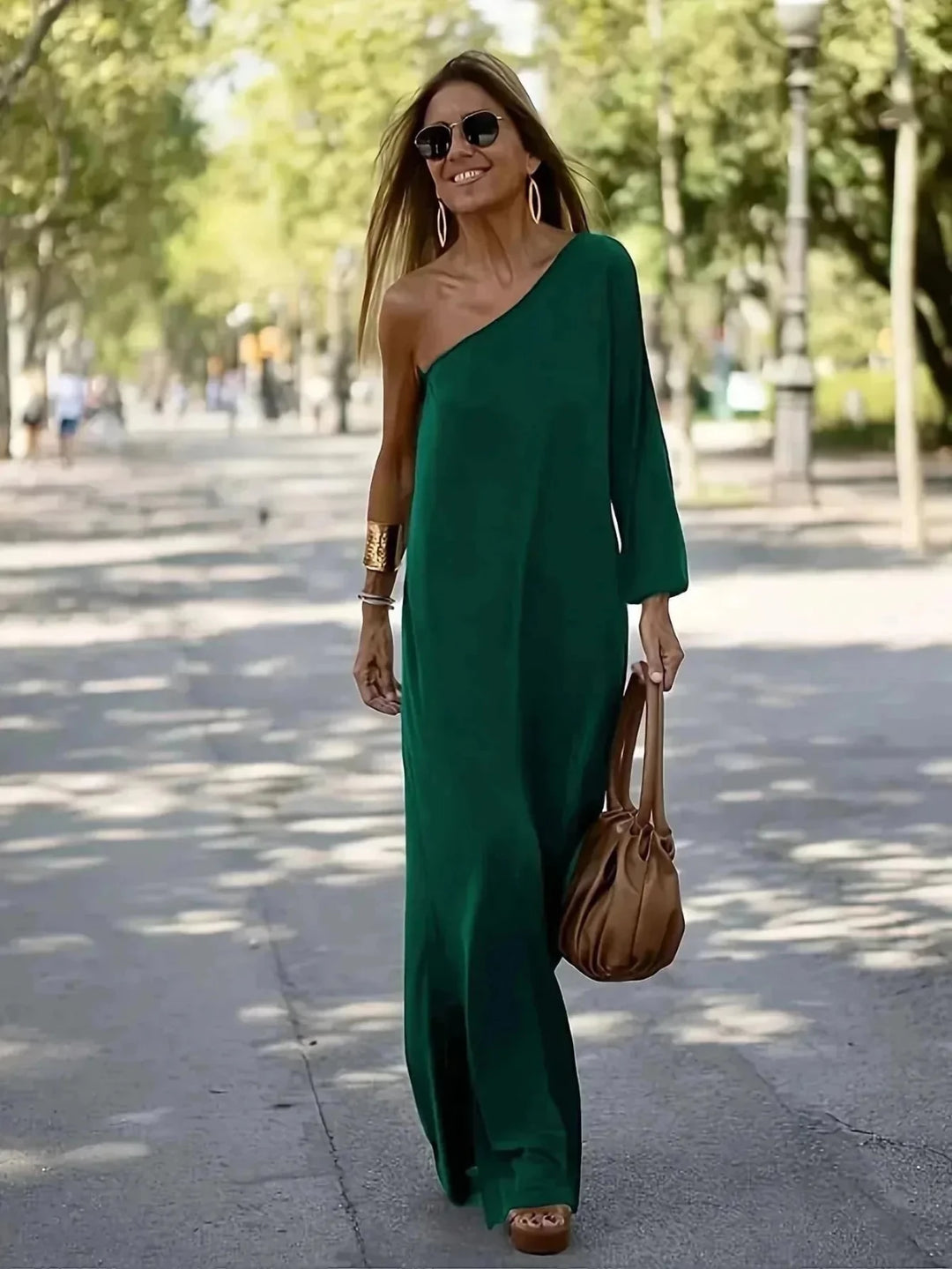 Penelope | Elegant One Shoulder White Maxi Dress - Emma's Dresses
