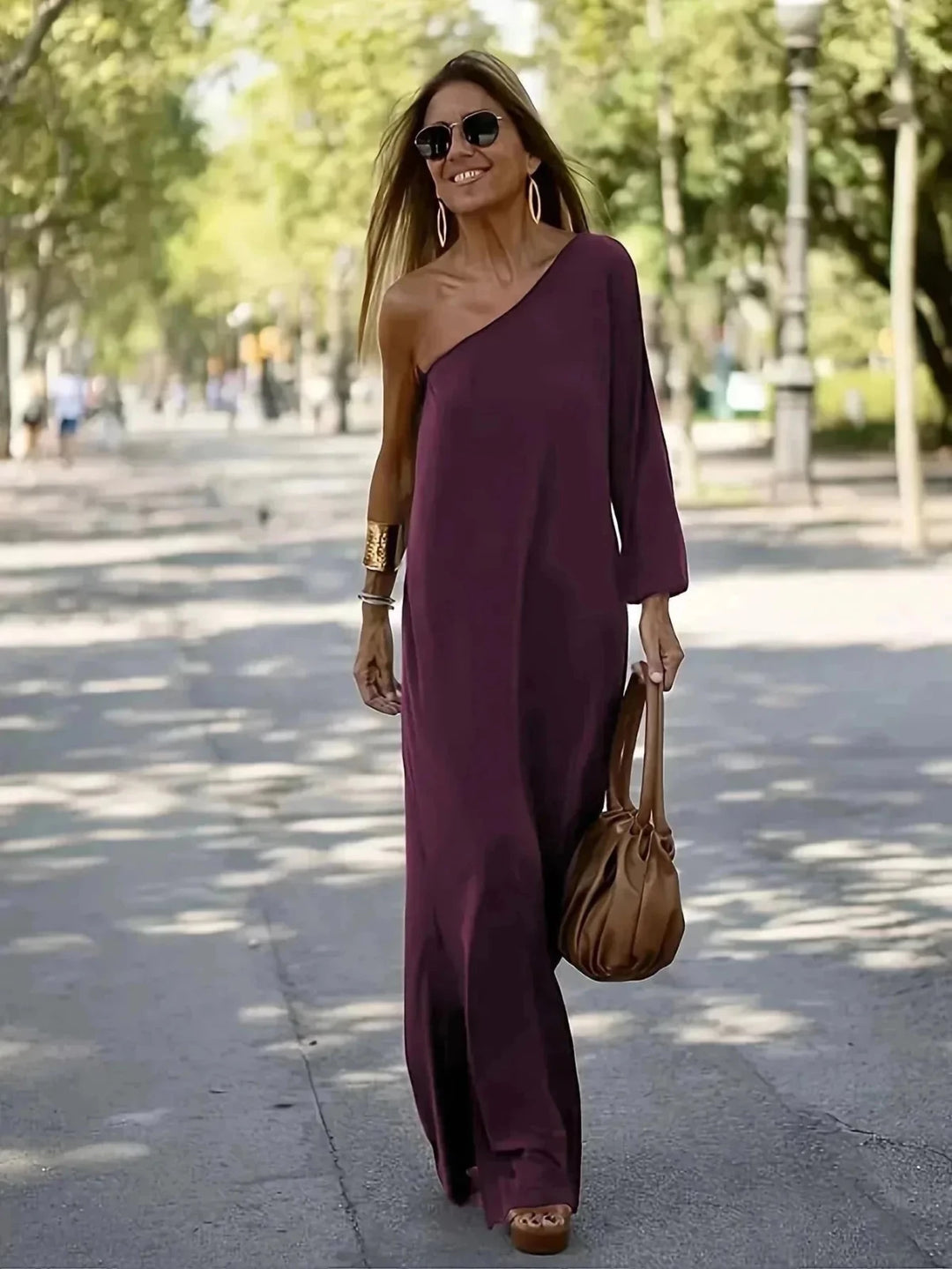 Penelope | Elegant One Shoulder White Maxi Dress - Emma's Dresses