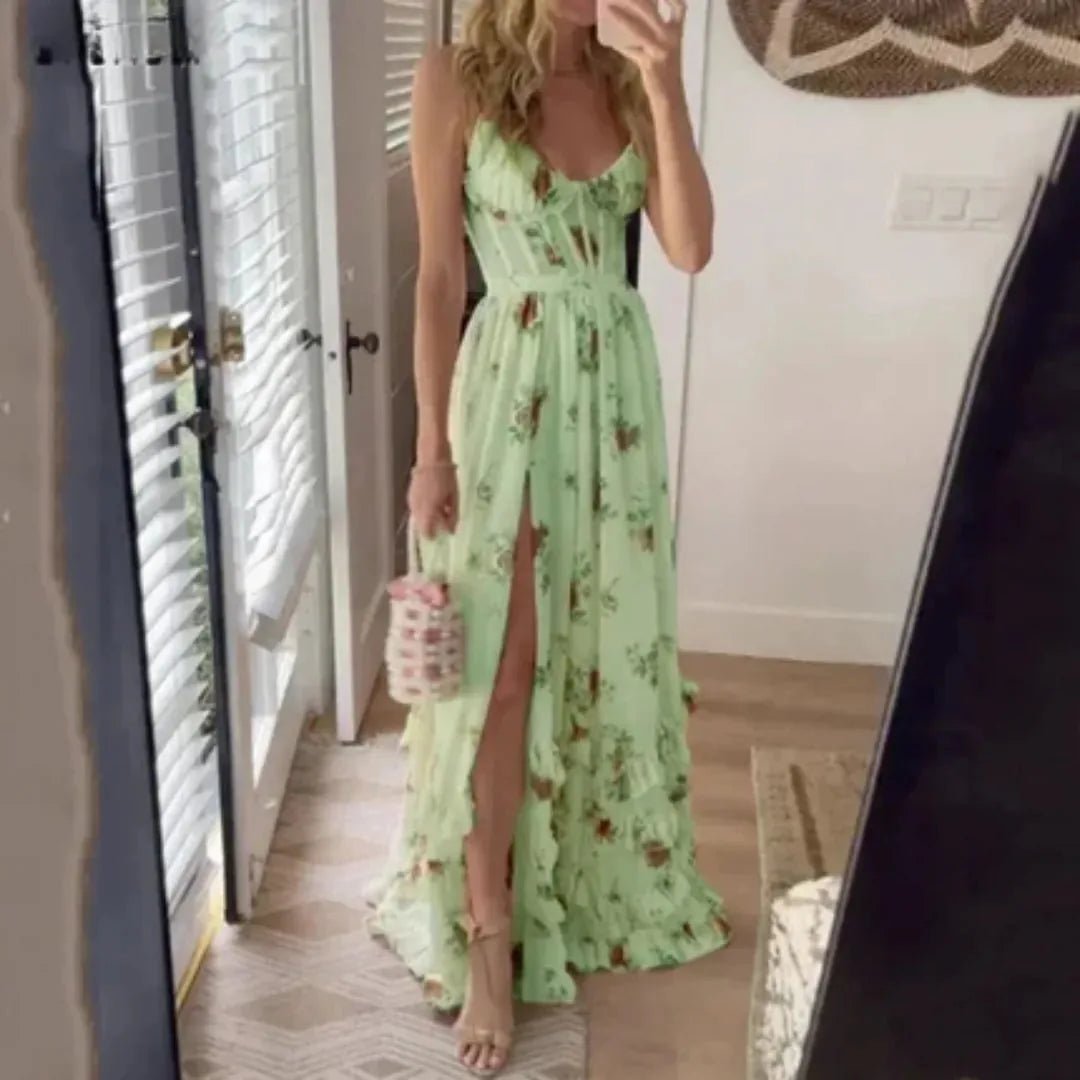 Freya | Elegant Floral Tiered Ruffle Maxi Dress - Emma's Dresses