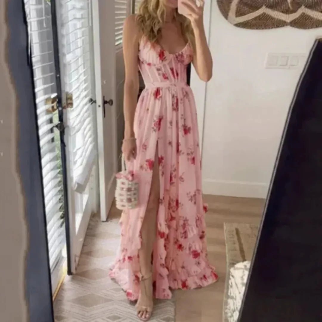 Freya | Elegant Floral Tiered Ruffle Maxi Dress - Emma's Dresses