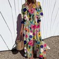 Isabella | Elegant V-Neck Floral Maxi Dress With Long Sleeves