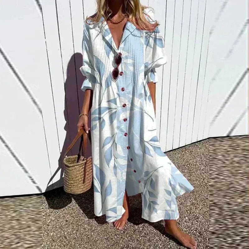 Isabella | Elegant V-Neck Floral Maxi Dress With Long Sleeves – view 6