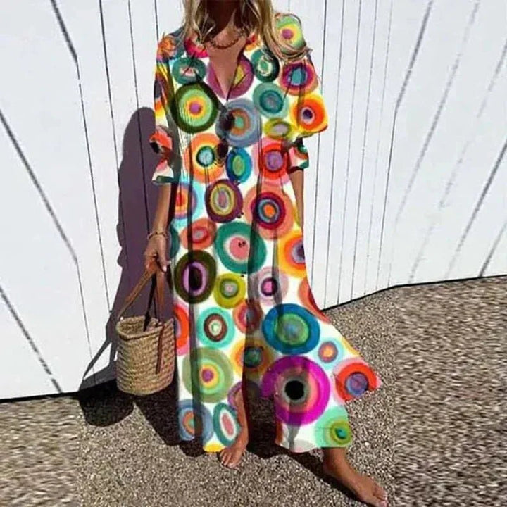Isabella | Elegant V-Neck Floral Maxi Dress With Long Sleeves – view 7