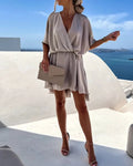 Camille | Elegant V-Neck Wrap Mini Dress