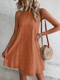 Elise | Stylish Orange Eyelet Halter Neck Dress