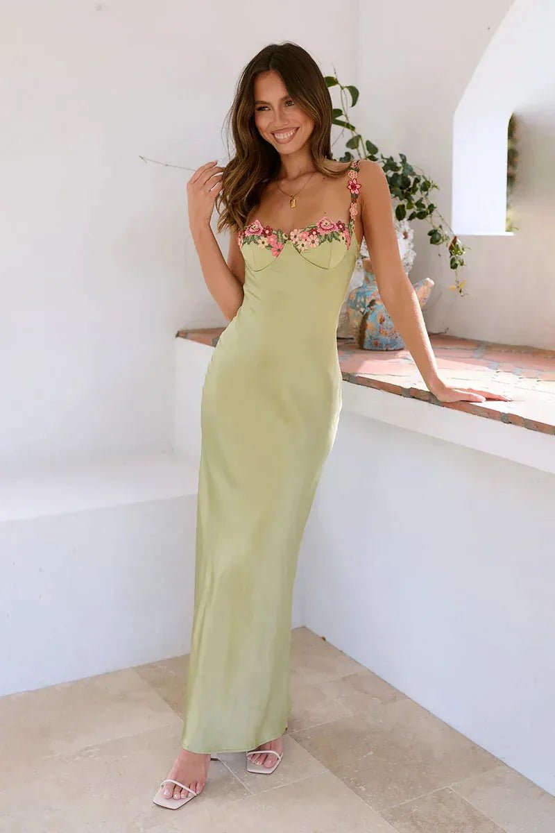 Lucy | Elegant Floral Embroidered Wedding Guest Dress Summer – view 7