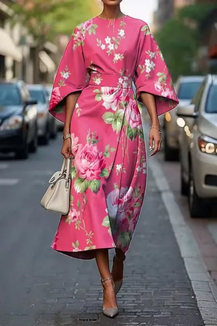 Camille | Elegant Floral Print Wedding Guest Dress Summer – view 3