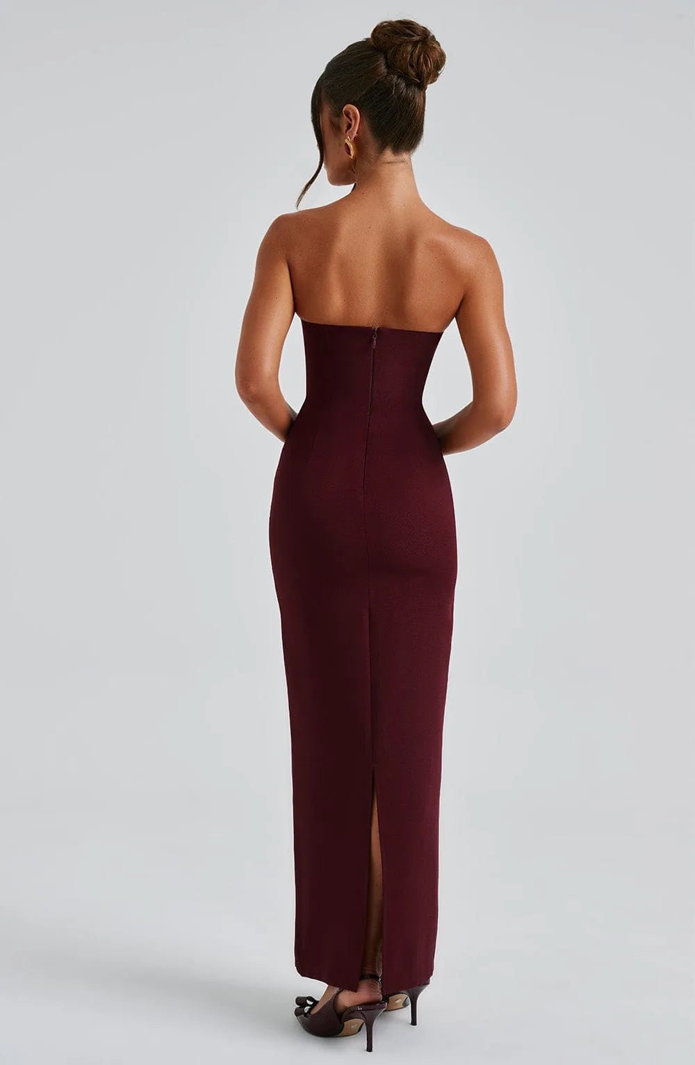 Daphne | Elegant Halter Neck Maxi Dress with Mesh Sleeves - Emma's Dresses