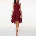 Chloe | Elegant Halter Tiered Midi Dress with Ruffle Hem