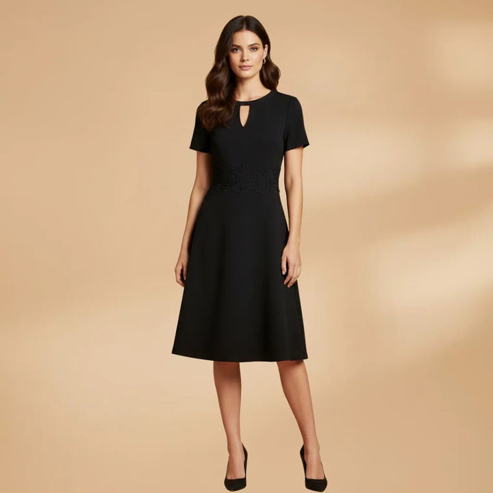 Chloe | Elegant Lace Dress with Short Sleeves and Keyhole Neck - Emma's Dresses