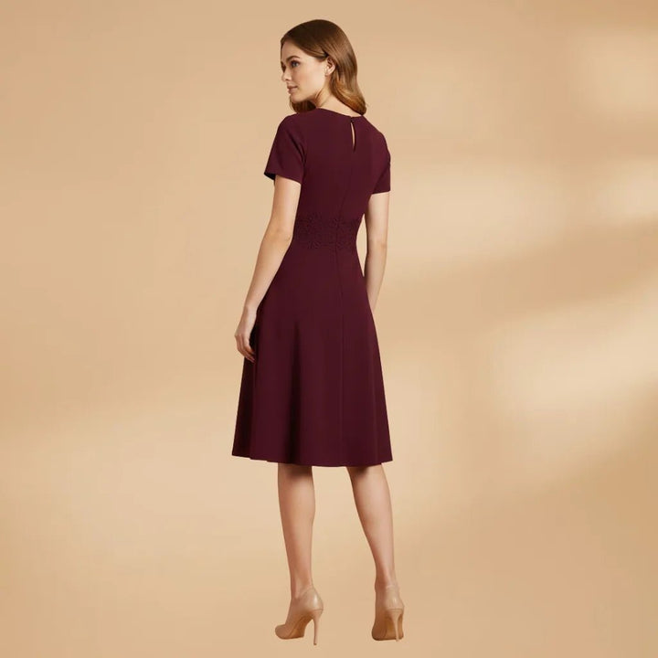 Chloe | Elegant Lace Dress with Short Sleeves and Keyhole Neck - Emma's Dresses