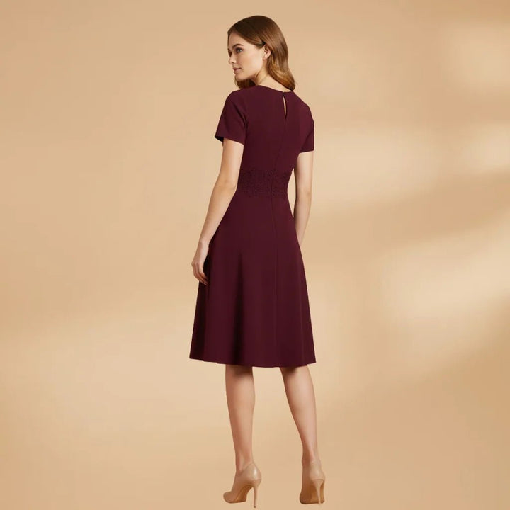 Chloe | Elegant Lace Dress with Short Sleeves and Keyhole Neck - Emma's Dresses