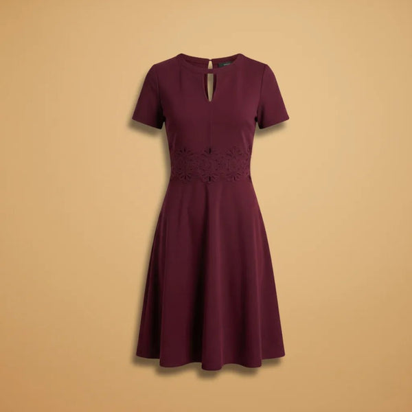 Chloe | Elegant Lace Dress with Short Sleeves and Keyhole Neck