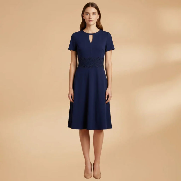 Chloe | Elegant Lace Dress with Short Sleeves and Keyhole Neck - Emma's Dresses