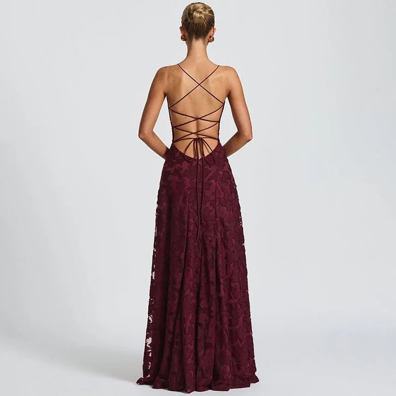 Freya | Elegant Lace Evening Dress with Lace - Up Back - Emma's Dresses
