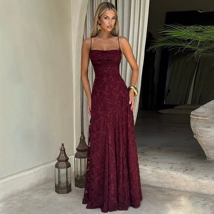 Freya | Elegant Lace Evening Dress with Lace - Up Back - Emma's Dresses