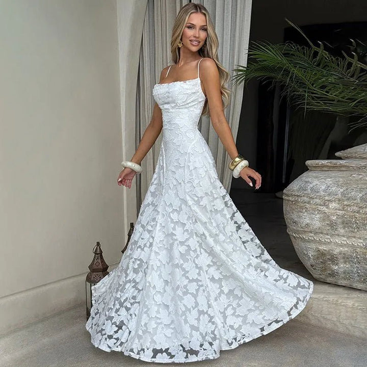 Freya | Elegant Lace Evening Dress with Lace - Up Back - Emma's Dresses