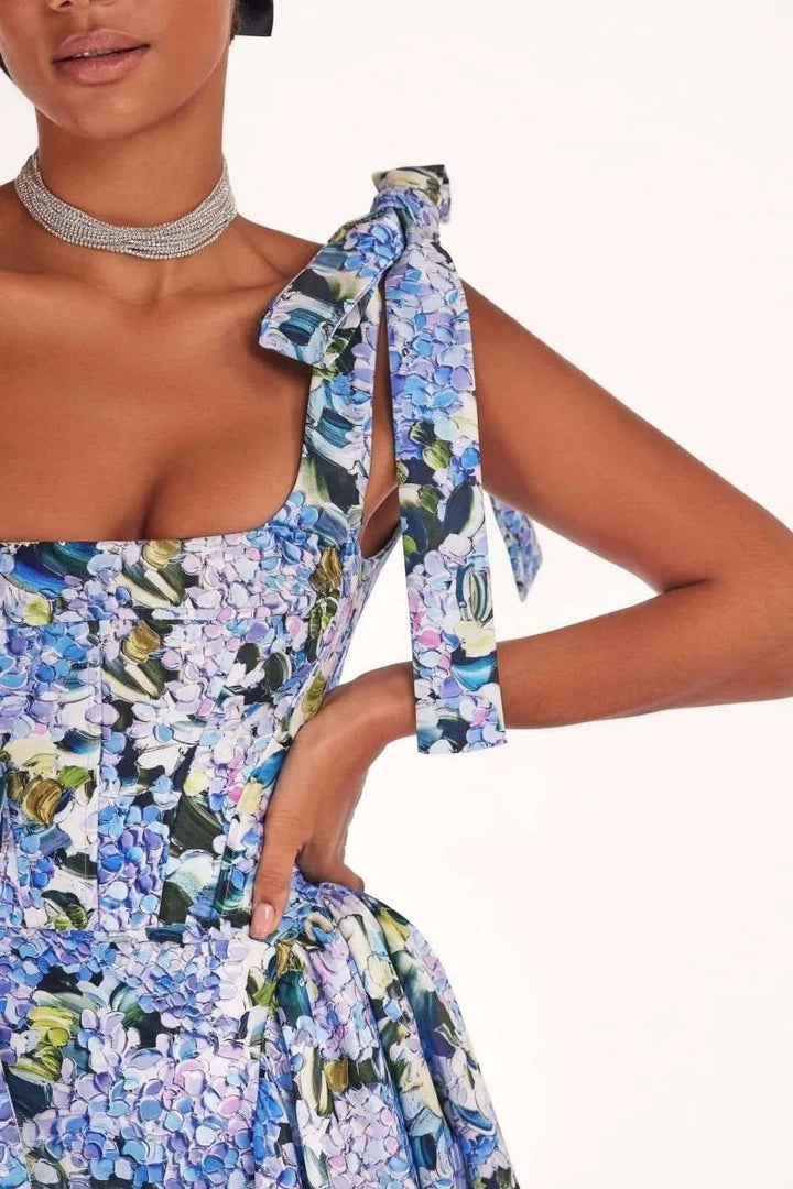 Nora | Elegant Blue Floral Off - Shoulder Maxi Dress - Emma's Dresses