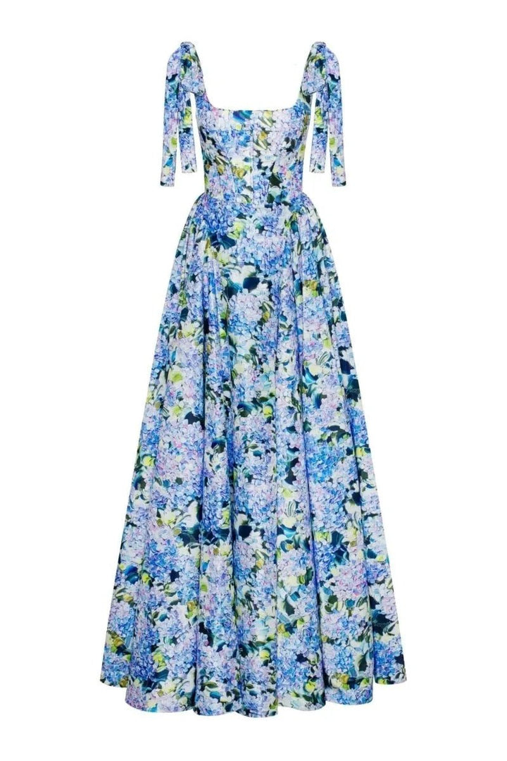 Nora | Elegant Blue Floral Off - Shoulder Maxi Dress - Emma's Dresses