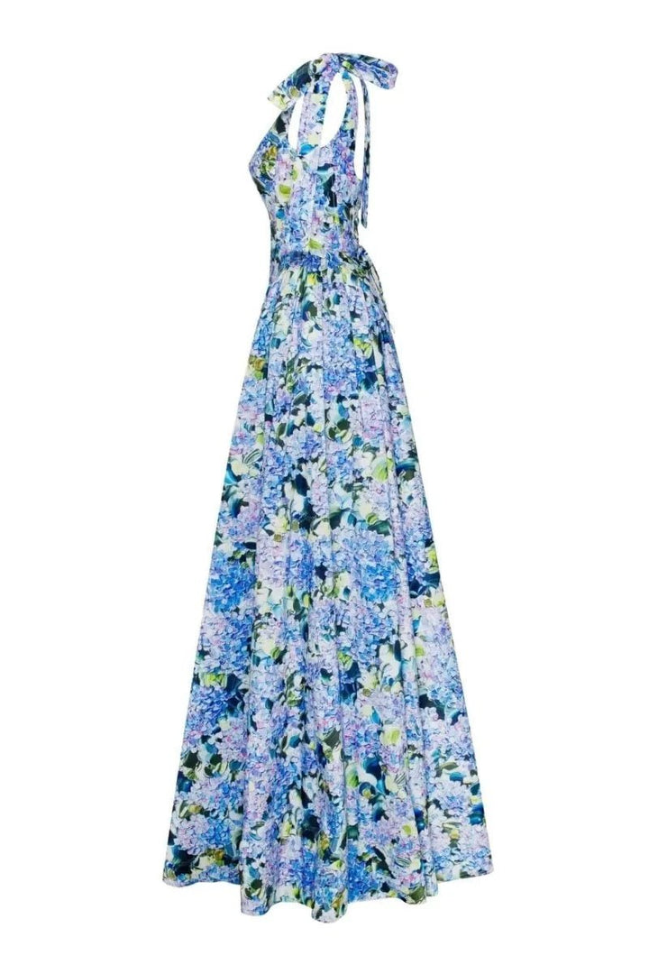 Nora | Elegant Blue Floral Off - Shoulder Maxi Dress - Emma's Dresses
