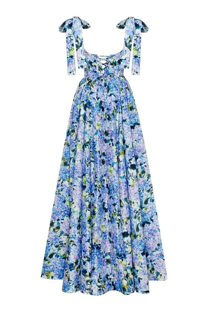 Nora | Elegant Blue Floral Off - Shoulder Maxi Dress - Emma's Dresses
